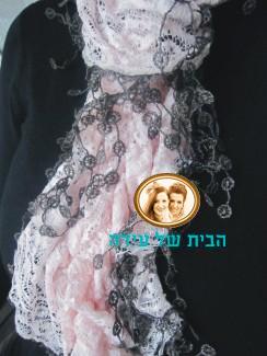 צעיף תחרה ורוד